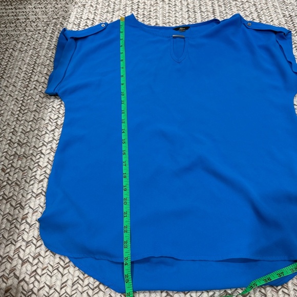 Milano Blue Keyhole Short Sleeve Blouse - Picture 8 of 8